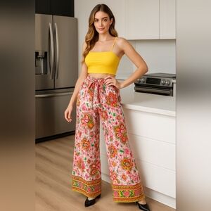 Floral Wide-Leg Pants